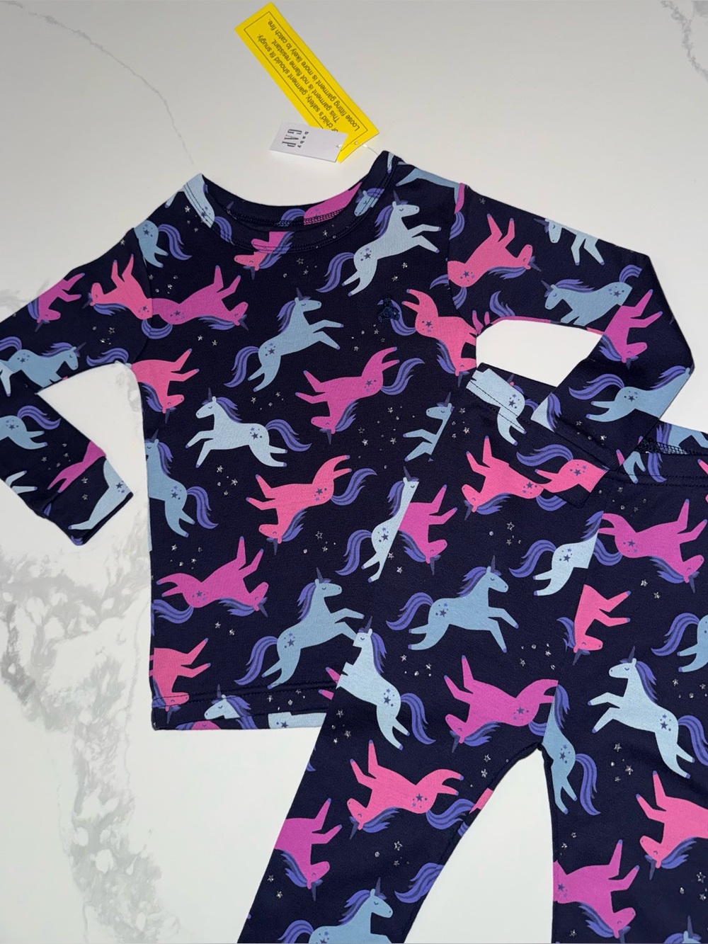 GAP Kids Sparkle Unicorn & Stars Pajama Set Size 3T